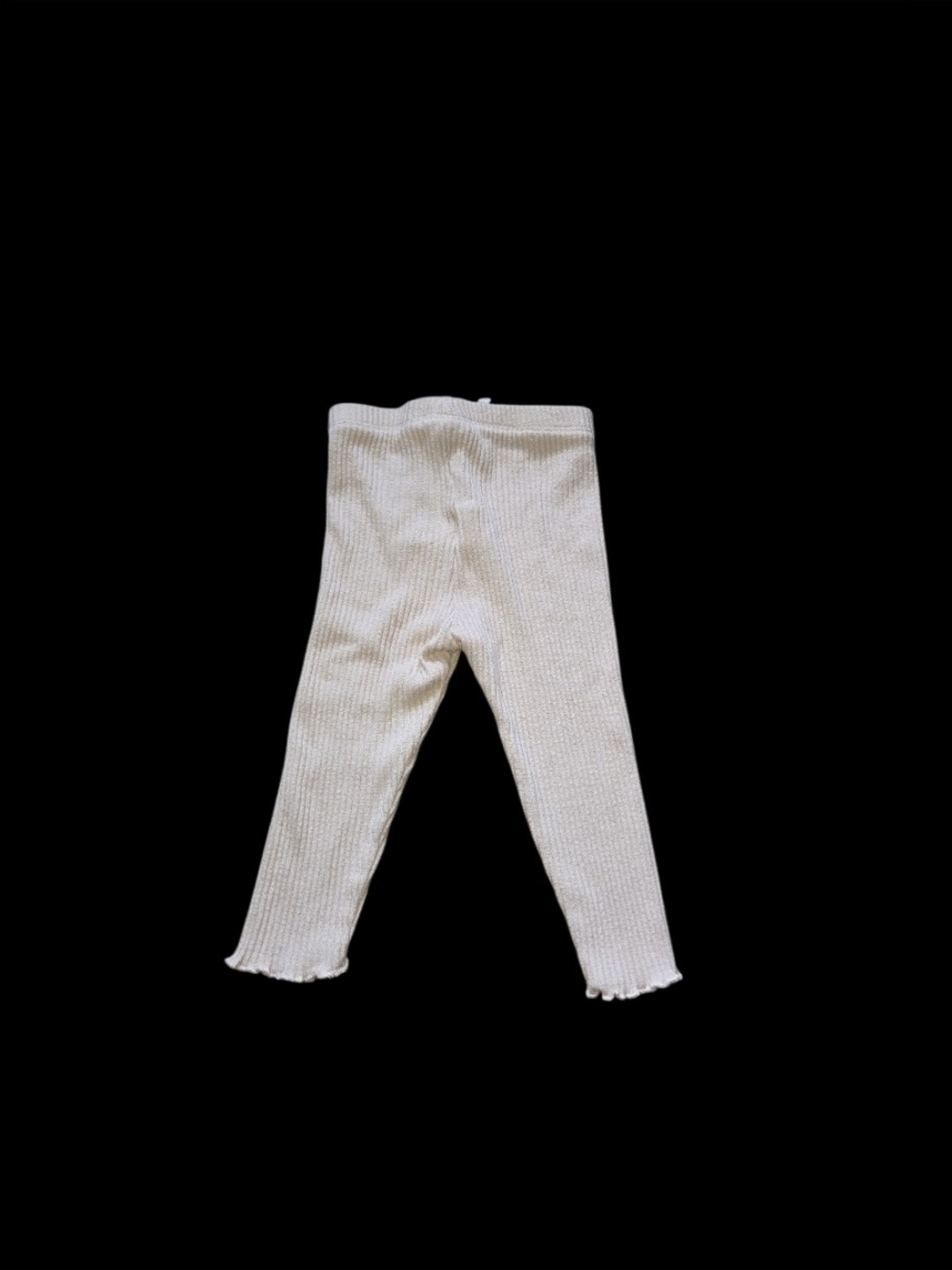 Zara Kids Ribbed Drawstring Leggings 9-12 Months Cream Ruffle Pants Infant - Picture 10 of 13